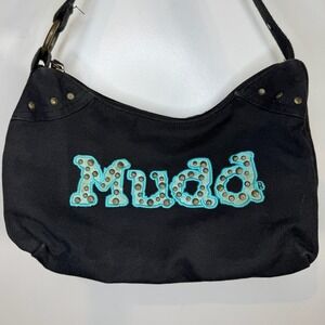 Vintage Y2k Mudd Canvas Shoulder Bag Embroidered Studded Baguette Purse